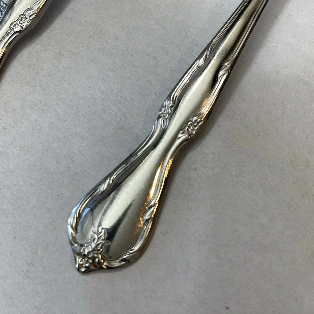 2 Insico International Silver Stainless Serving Spoon Victorian Charm Embassador